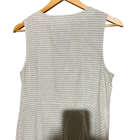 SOFT SURROUNDINGS Chasia Dress Button Up Striped Midi Dress Cotton Hemp‎ Small - Picture 6 of 9